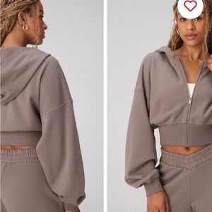 Women's Taupe Cropped Hoodie